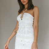 St Kilda Embroidered Lace Strappy Dress White