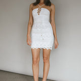 St Kilda Embroidered Lace Strappy Dress White