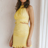 Giovana Halterneck Frill Mini Dress Lemon