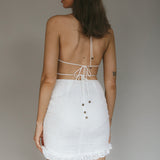 Giovana Halterneck Frill Mini Dress White