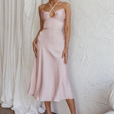 Emmalie Satin Midi Dress Pink