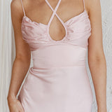 Emmalie Satin Midi Dress Pink