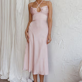 Emmalie Satin Midi Dress Pink