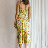 Emmalie Satin Midi Dress Floral Green