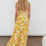 Kinlee Lace-Up Bodice Maxi Dress Floral Orange