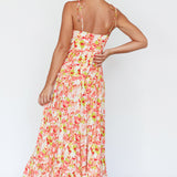 Kinlee Lace-Up Bodice Maxi Dress Floral Pink