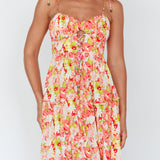 Kinlee Lace-Up Bodice Maxi Dress Floral Pink