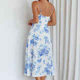 Mi Vida Sweetheart Neckline Midi Dress Floral Blue