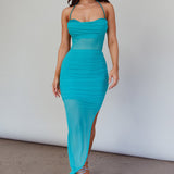 Mulholland Drive Halterneck Mesh Midi Dress Green