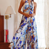 Solstice Sun Halterneck Jumpsuit Swirl Blue