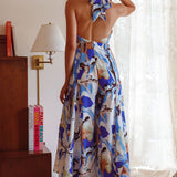 Solstice Sun Halterneck Jumpsuit Swirl Blue