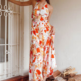 Solstice Sun Halterneck Jumpsuit Swirl Orange