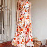 Solstice Sun Halterneck Jumpsuit Swirl Orange