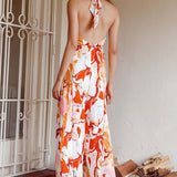 Solstice Sun Halterneck Jumpsuit Swirl Orange