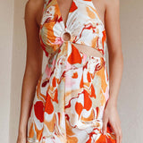 Solstice Sun Halterneck Jumpsuit Swirl Orange
