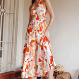 Solstice Sun Halterneck Jumpsuit Swirl Orange