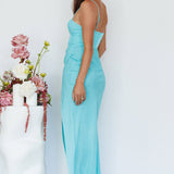 Dulces Suenos Rhinestone Trim Midi Dress Teal