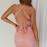 Miami Ruched Mesh Mini Dress Pink
