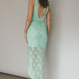 Piece Of Me Plunging Neckline Lace Dress Pistachio