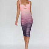 Nadia Ruched Midi Dress Gradient Pink