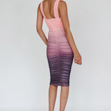 Nadia Ruched Midi Dress Gradient Pink
