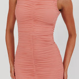 Nadia Sleeveless Ruched Midi Dress Pink