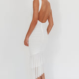 Nadia Sleeveless Ruched Midi Dress White
