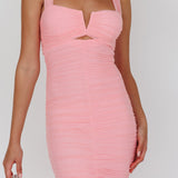 Nadia Ruched Fishtail Maxi Dress Blush