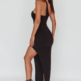 Shooting Stars One-Shoulder Midi Dress Black