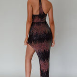Shooting Stars One-Shoulder Sequin Dress Black
