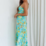 Golden Sands Cami Strap Maxi Dress Floral Teal
