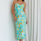 Golden Sands Cami Strap Maxi Dress Floral Teal
