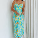 Golden Sands Cami Strap Maxi Dress Floral Teal