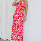 Golden Sands Cami Strap Maxi Dress Floral Red