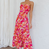 Golden Sands Cami Strap Maxi Dress Floral Red