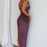 Silver Screen Queen Thigh Split Maxi Dress Purple