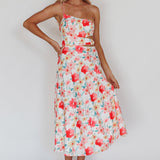 Halia One-Shoulder A-Line Midi Dress Floral Pink