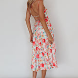 Halia One-Shoulder A-Line Midi Dress Floral Pink