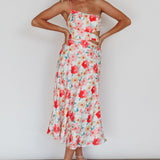 Halia One-Shoulder A-Line Midi Dress Floral Pink