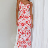 Janaina Tie-Up Back Maxi Dress Floral Red