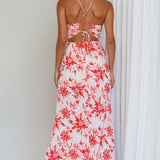 Janaina Tie-Up Back Maxi Dress Floral Red