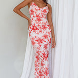 Janaina Tie-Up Back Maxi Dress Floral Red