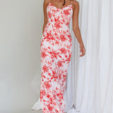 Janaina Tie-Up Back Maxi Dress Floral Red
