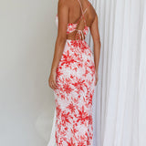 Janaina Tie-Up Back Maxi Dress Floral Red
