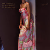 Moment With You Ruched Bust Midi Dress Swirl Pink/Lemon