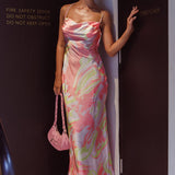 Moment With You Ruched Bust Midi Dress Swirl Pink/Lemon