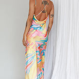 Moment With You Ruched Bust Midi Dress Swirl Yellow/Green