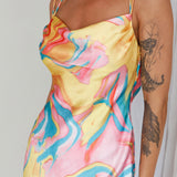 Moment With You Ruched Bust Midi Dress Swirl Yellow/Green