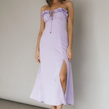 Under The Sun Tied Bust Midi Dress Lilac