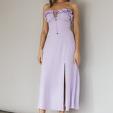 Under The Sun Tied Bust Midi Dress Lilac